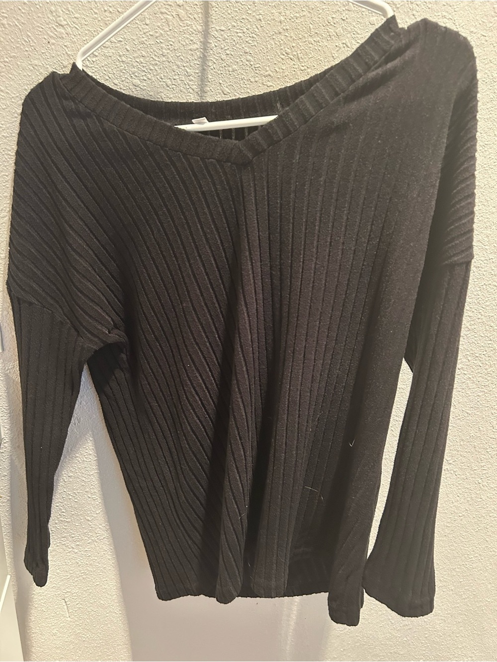 Amazon Black Ribbed Long Sleeve Women's Top